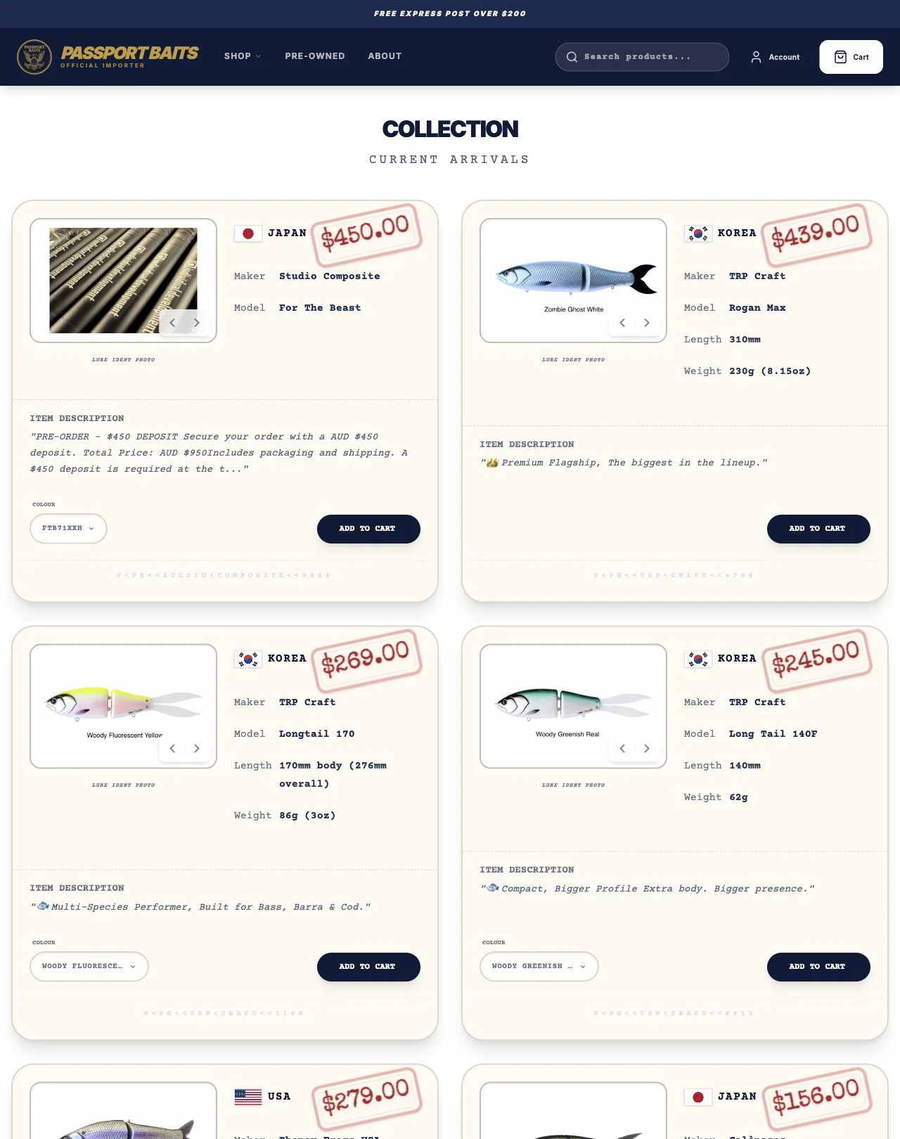 The finished Passport Baits Shopify storefront