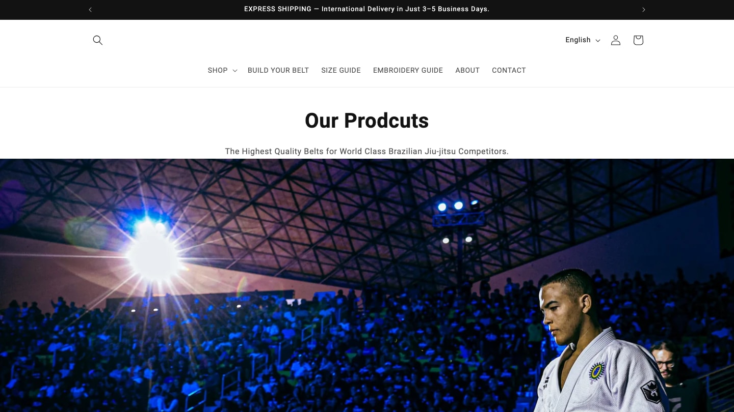 Before redesign: a two-row navigation and competition photography on the store homepage